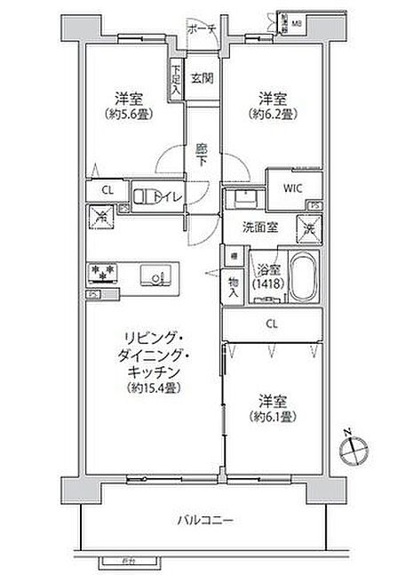 3LDK 間取り