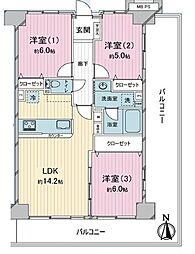 サンマンション戸田 3LDKの間取図画像