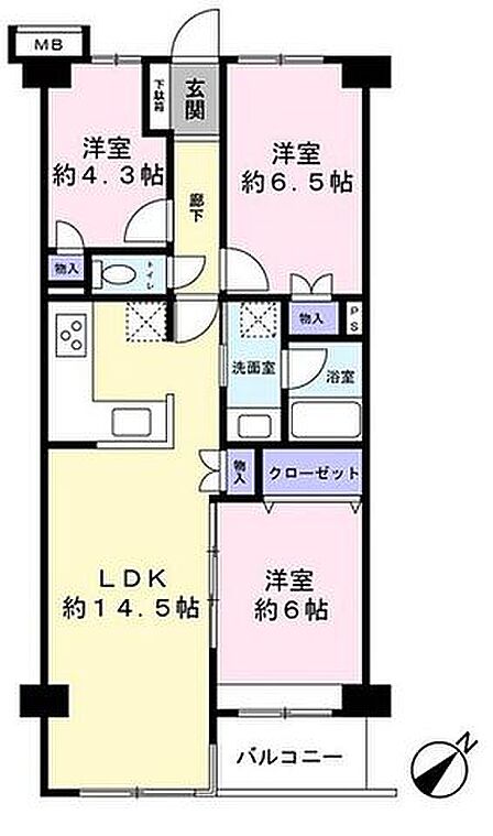 3LDK 間取り