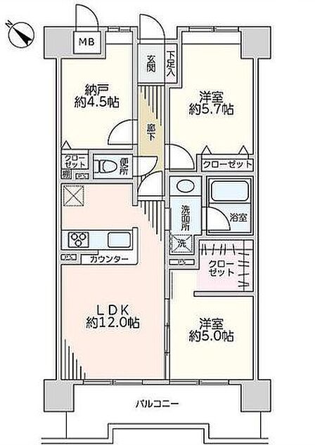 会話をしながらお料理が楽しめる人気の対面式キッチン。各所に収納を設けており荷物が多い方も安心です。