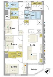 西川口マンション 3LDKの間取図画像