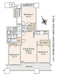 スカイスクエア川口タワー 3LDKの間取図画像