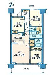 シティハウス浦和高砂 3LDKの間取図画像