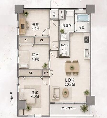 10.8帖のLDKは家族が集まっても窮屈さを感じない広さ、自然と家族が集まり会話が始まるそんなあたたかさが生まれる空間です。