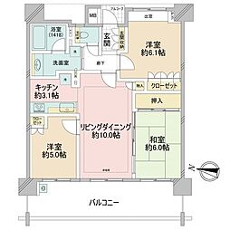 ライオンズ東川口グレーステラス 3LDKの間取り