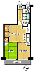 岩槻スカイハイツ 2DKの間取図画像