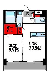 アランチーノ柚 1LDKの間取図画像