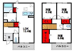 D-ROOMサンライズ B 3LDKの間取図画像