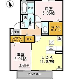 D-room花ヶ浦 2LDKの間取図画像