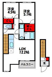 ヴィラコンフォート 2LDKの間取図画像