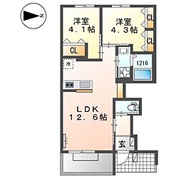 仮)原町2丁目新築アパート 2LDKの間取図画像