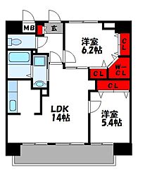 スカイシャトレ柚須 2LDKの間取図画像