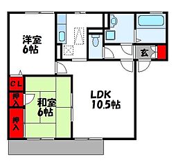 クレールコートB 2LDKの間取図画像