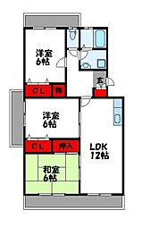 キャピタル長者原 3LDKの間取図画像