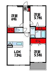 ロイズセンターマーク原町駅前 3LDKの間取図画像