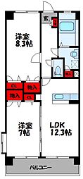 グランイーコート 2LDKの間取図画像