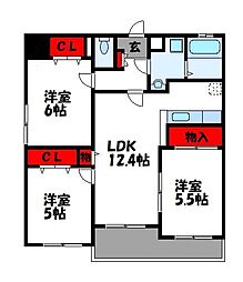 スカイシャトレ柚須 3LDKの間取図画像