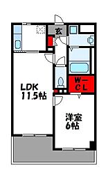 スカイシャトレ柚須 1LDKの間取図画像