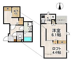 CB箱崎ラテール 1Kの間取図画像