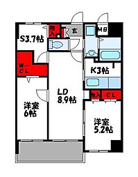 スカイシャトレ柚須 2SLDKの間取図画像