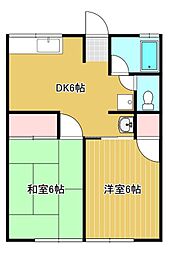 シティハイムフローレンス 2DKの間取図画像