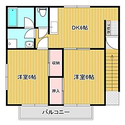 皆生シティーハイツ 2DKの間取図画像