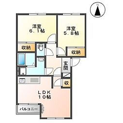 フェイバードパークA 2LDKの間取図画像