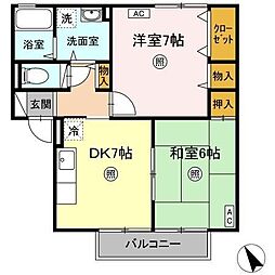 ウィルモア皆生S 1LDKの間取図画像