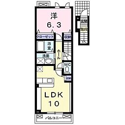 イルマーレA 1LDKの間取図画像