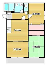 輝洋ハイツ 3DKの間取図画像