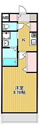 アヴニール立町 1Kの間取図画像