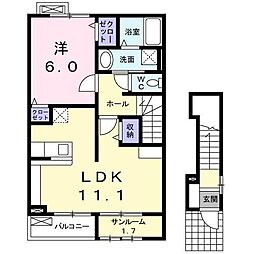 ジェントリーブリーズヴィラ 1LDKの間取図画像