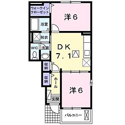サニーレジデンスA 2DKの間取図画像