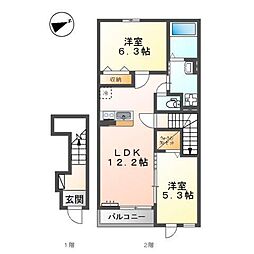 (仮)フレアマンションIII 2LDKの間取図画像