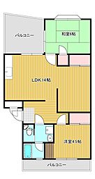 コーポ岸岡 2LDKの間取図画像