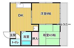 ルミエール3 2DKの間取図画像