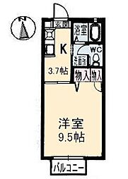 インペリアルB 1Kの間取図画像