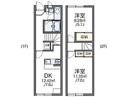 レオパレスhappy 2DKの間取図画像