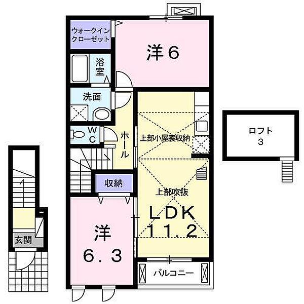 ノイエラント ｜鳥取県西伯郡日吉津村大字日吉津(賃貸アパート2LDK・2階・58.33㎡)の写真 その2