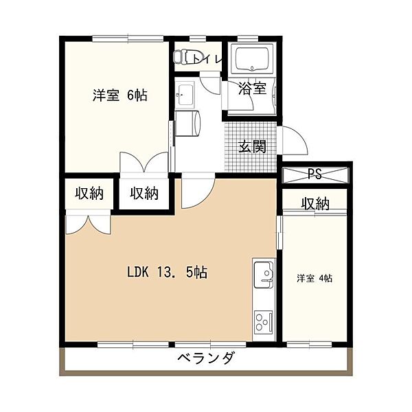 西町コーポ 201｜鳥取県米子市西町(賃貸マンション2LDK・3階・59.78㎡)の写真 その2