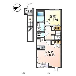 アジュール東福原 2階1LDKの間取り