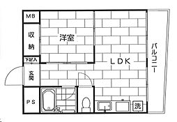 パークサイドハイツ 1LDKの間取図画像
