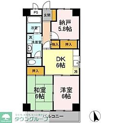 JR常磐線 新松戸駅 徒歩15分の賃貸マンション 3階3DKの間取り