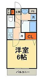 京成本線 京成津田沼駅 徒歩10分の賃貸マンション 1階1Kの間取り