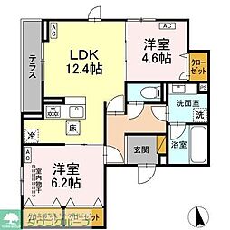 市川市大和田2丁目アパート 2LDKの間取図画像