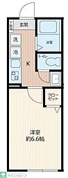 松戸市六高台4丁目アパート 1Kの間取図画像