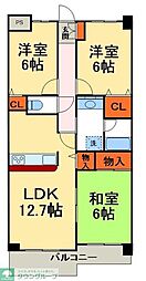 ソレイユ松戸 3LDKの間取図画像