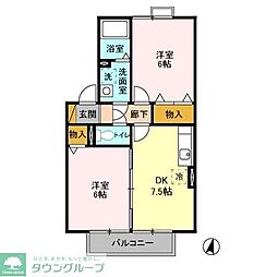 フレシールB 2DKの間取図画像