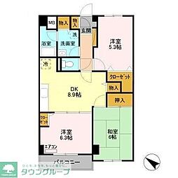パインツリーコート 3DKの間取図画像