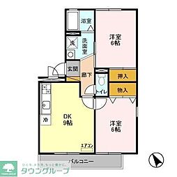 ハイカムールN 2DKの間取図画像